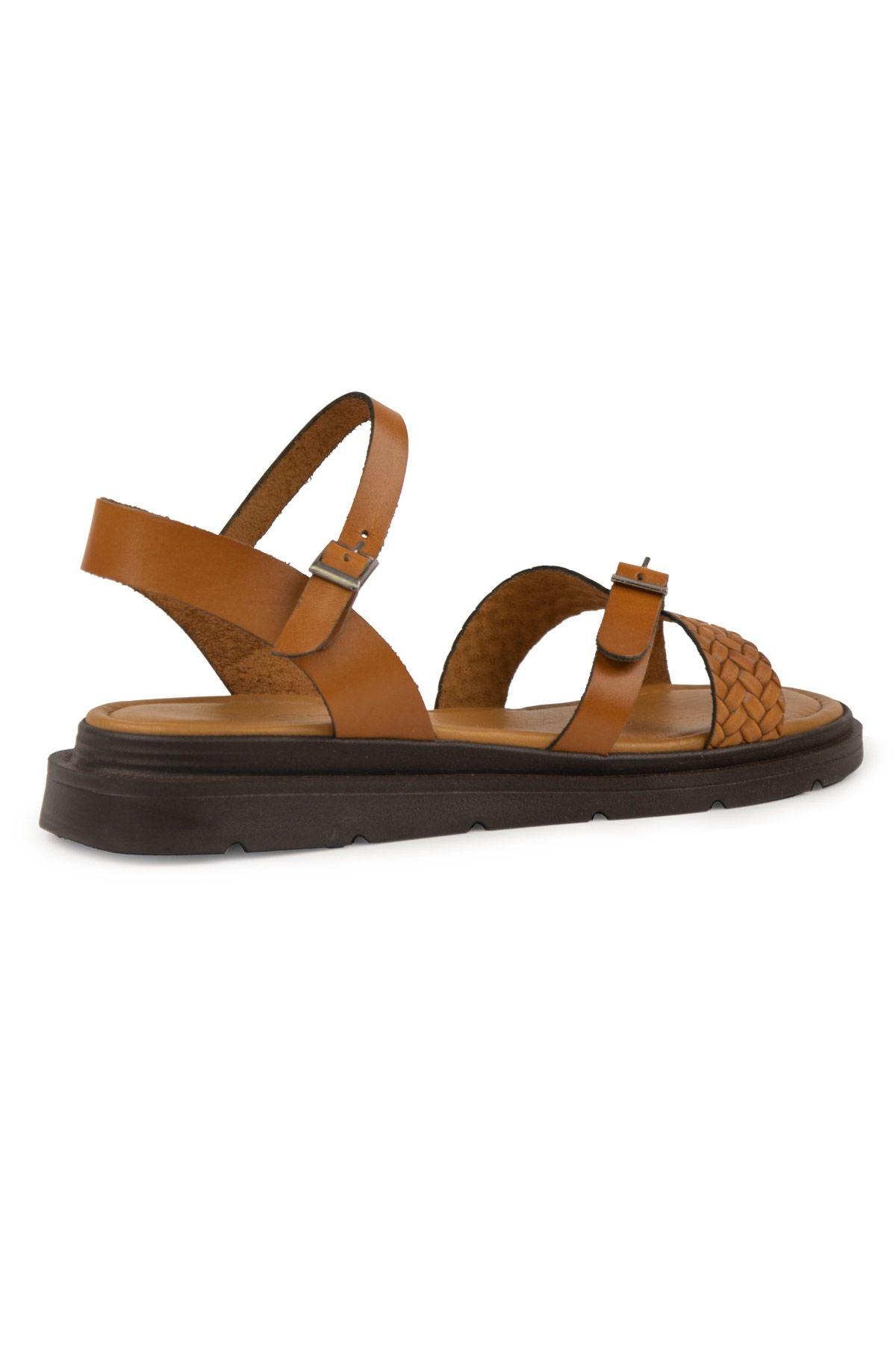 Hakiki Deri Kadın Sandalet DG6067 Taba