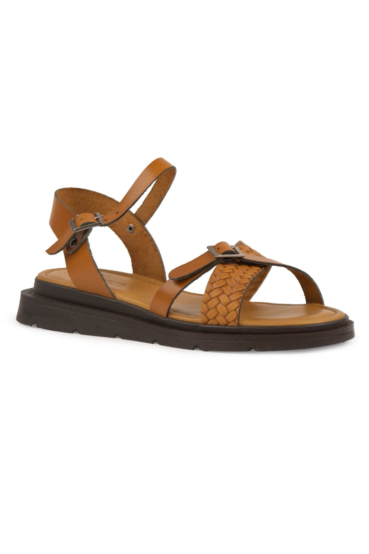Hakiki Deri Kadın Sandalet DG6067 Taba