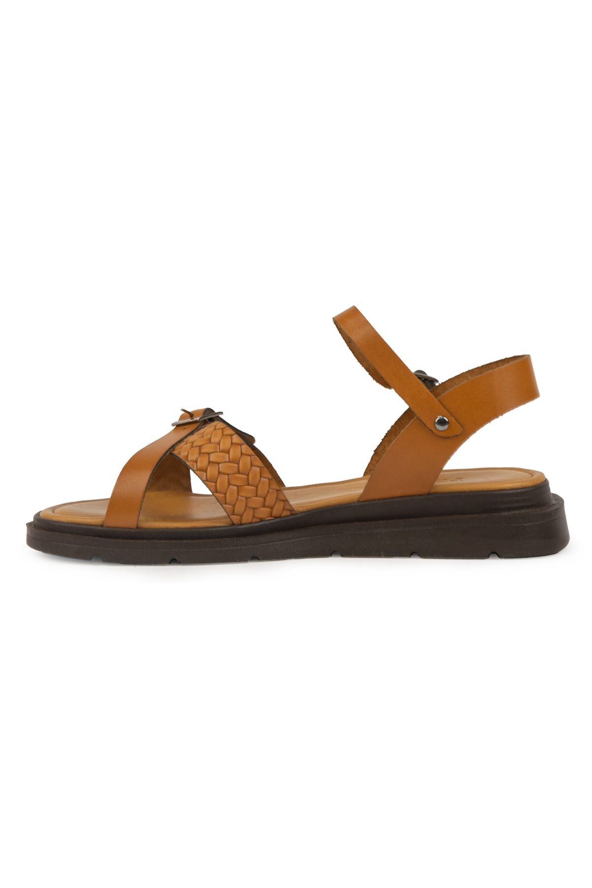 Hakiki Deri Kadın Sandalet DG6067 Taba