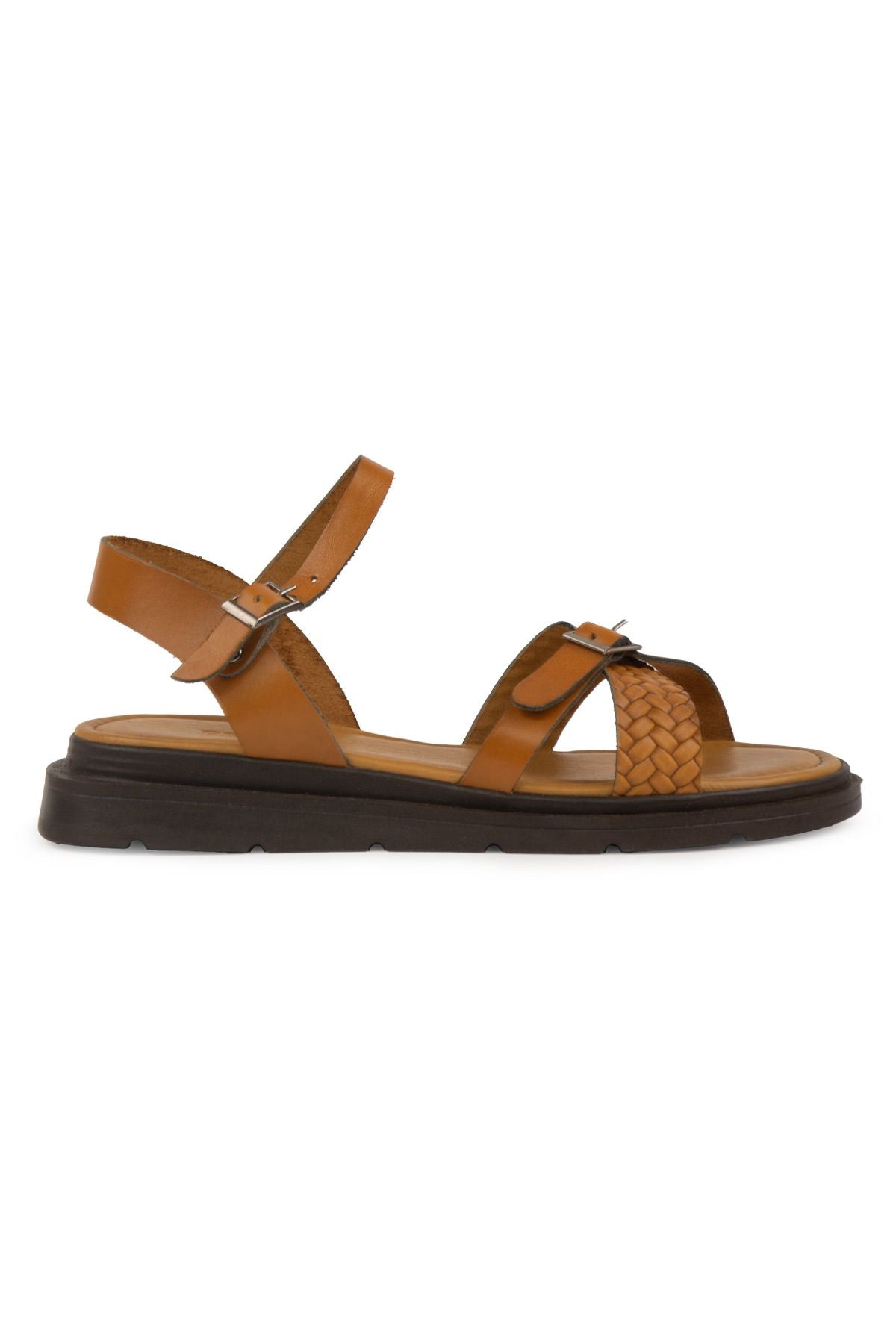Hakiki Deri Kadın Sandalet DG6067 Taba