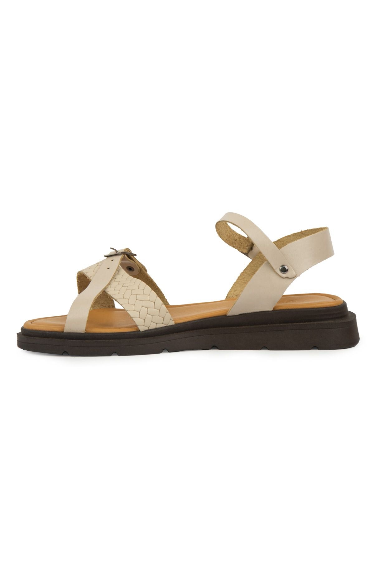 Hakiki Deri Kadın Sandalet DG6067 Bej
