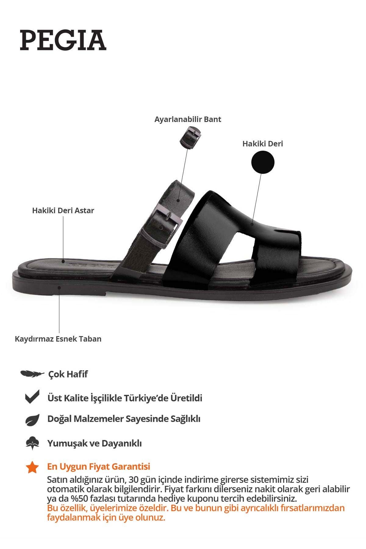 Hakiki Deri Kadın Terlik DG6056 Siyah