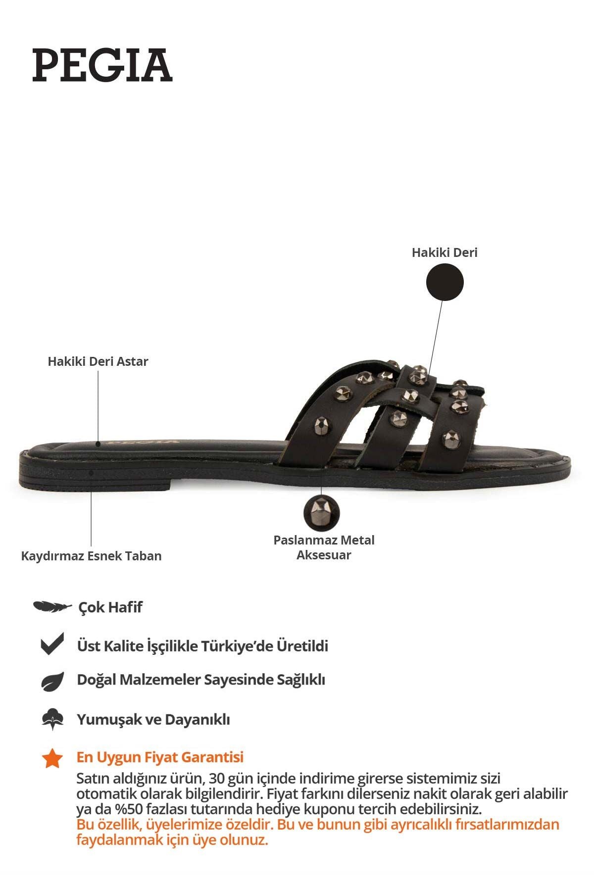 Hakiki Deri Kadın Terlik DG6058 Siyah