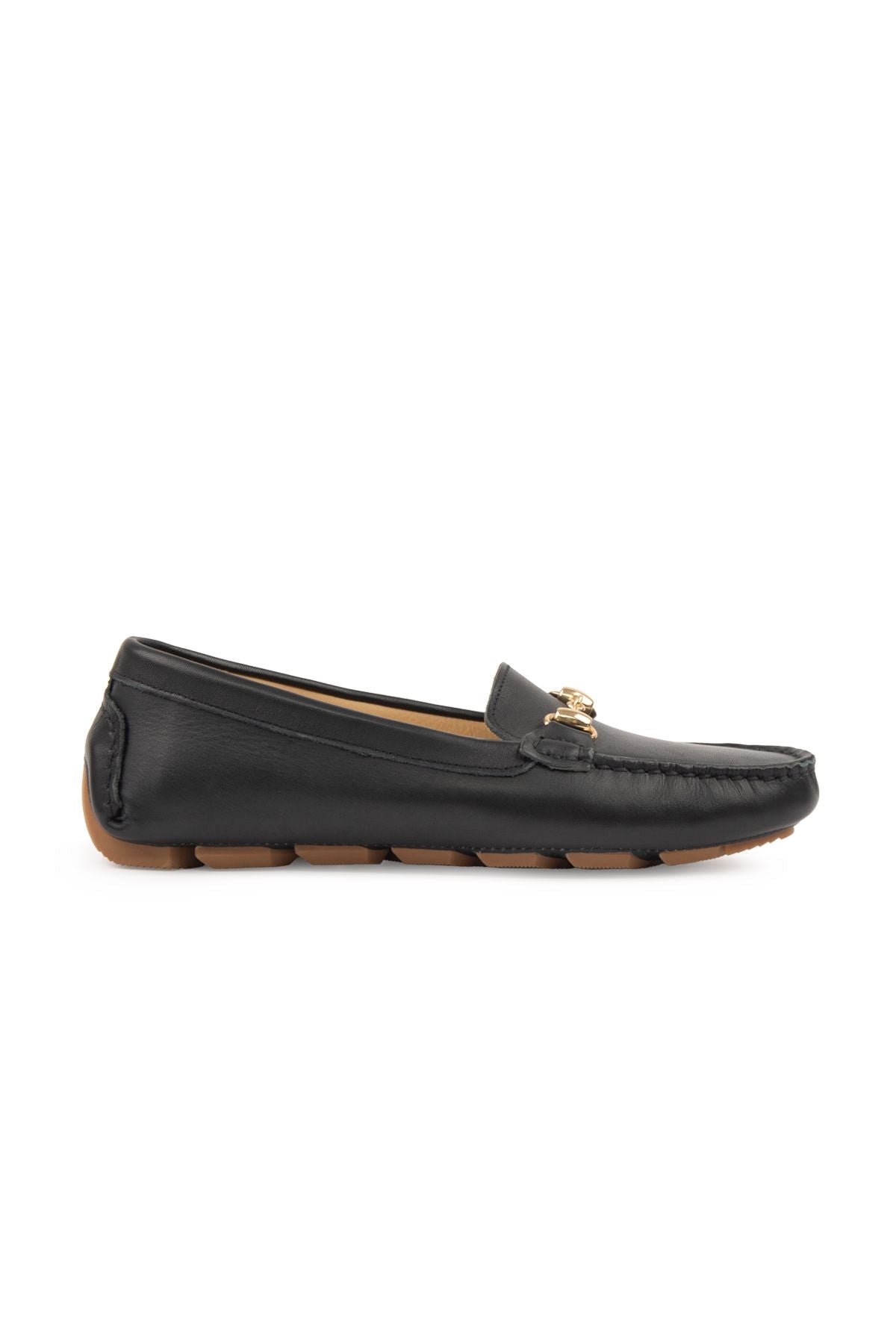 Hakiki Deri Kadın Tokalı Loafer 700913 Siyah
