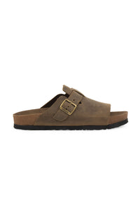 Genuine Leather Women's Buckled Slipper 215546 Sahara