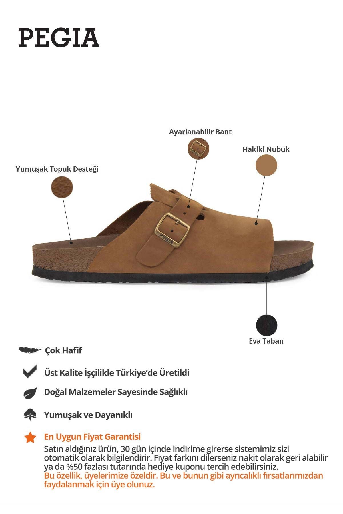 Hakiki Deri Kadın Tokalı Terlik 215546 Taba