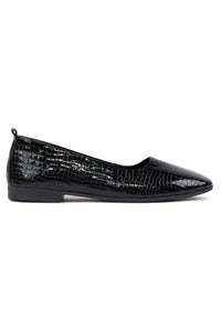 Genuine Leather Classic Ballet Flat DG6050 Black Croco