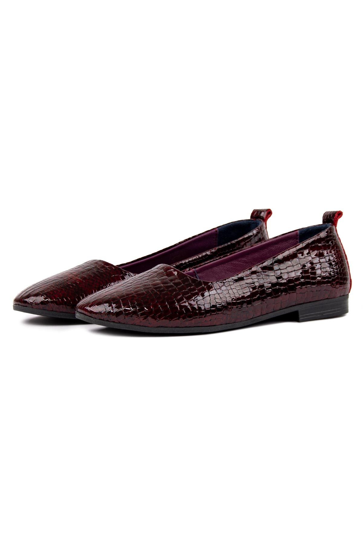 Hakiki Deri Klasik Babet DG6050 Bordo Kroko