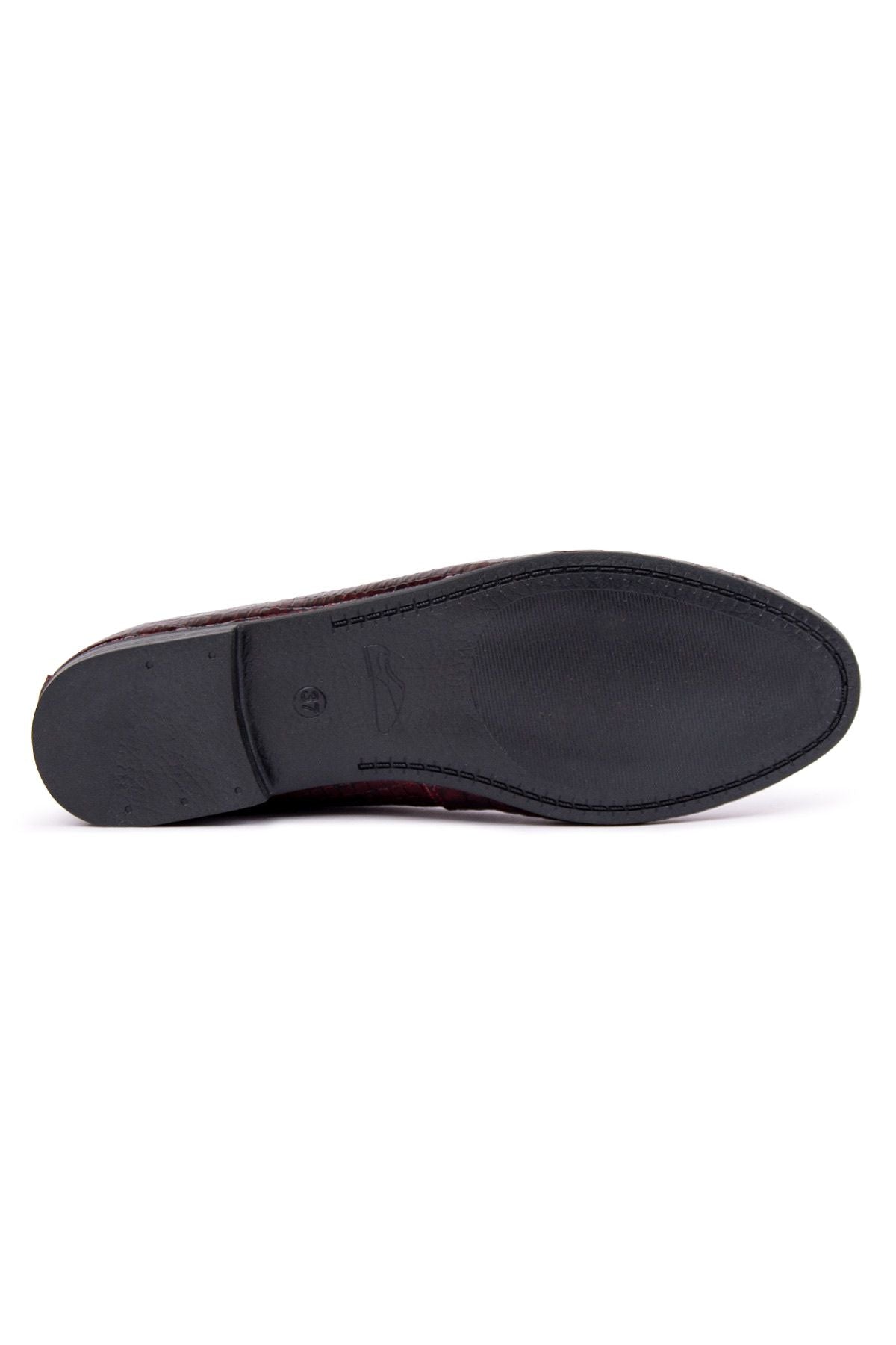 Hakiki Deri Klasik Babet DG6050 Bordo Kroko