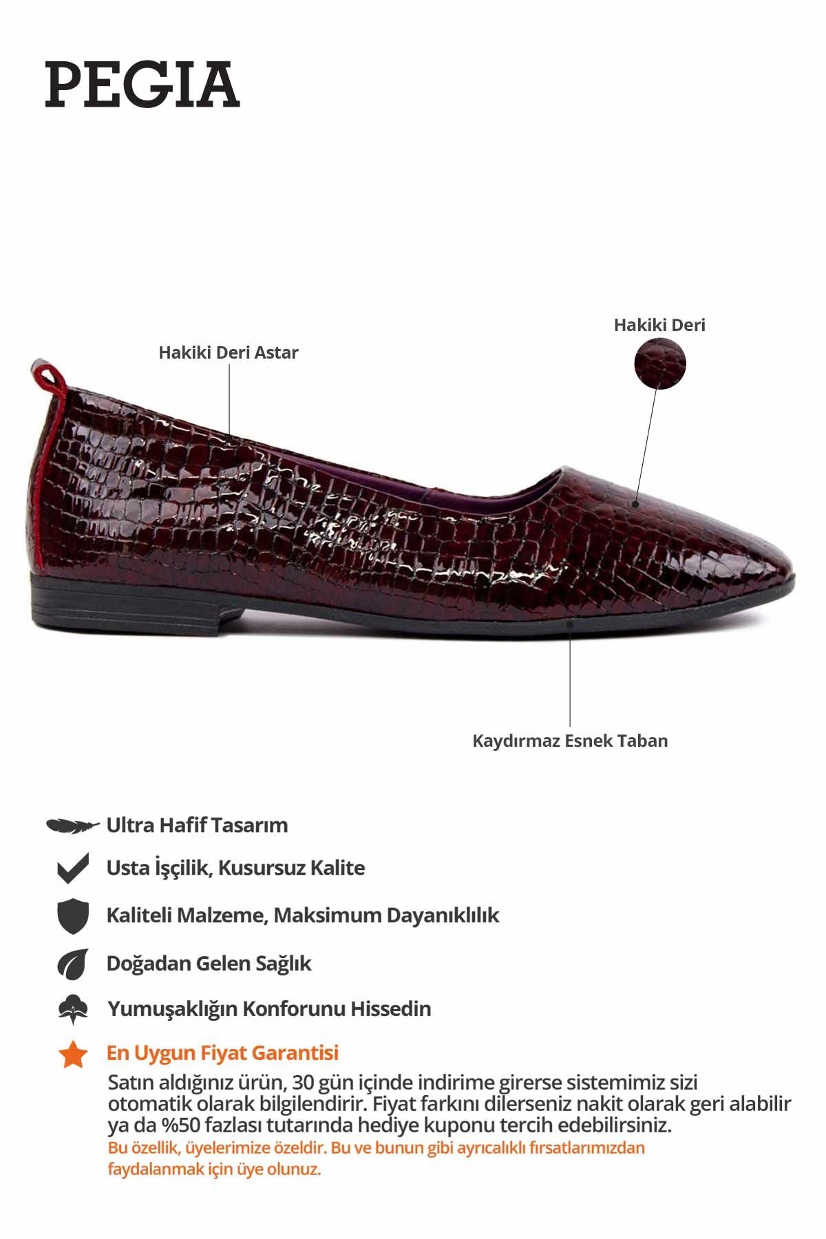 Hakiki Deri Klasik Babet DG6050 Bordo Kroko