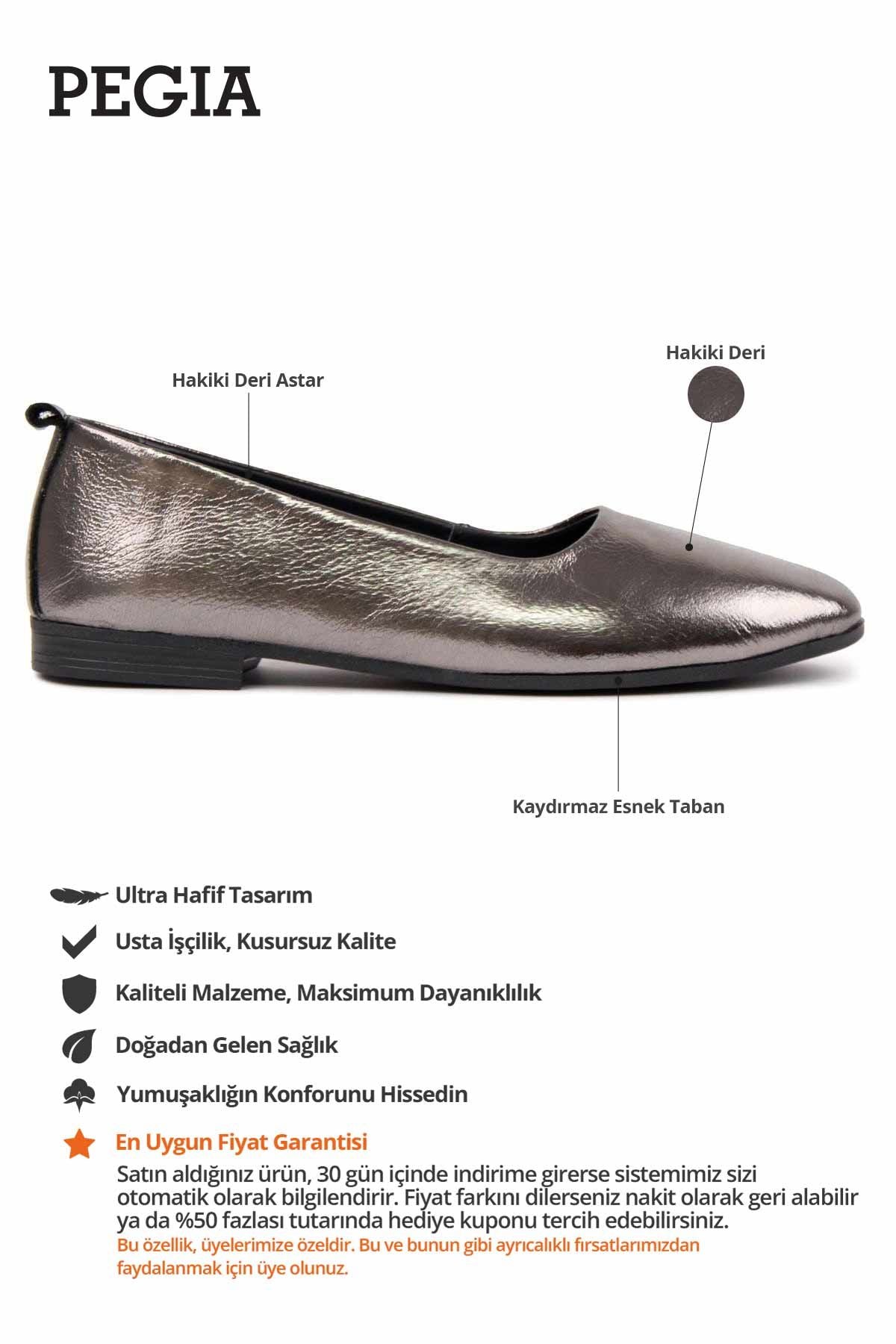 Hakiki Deri Klasik Babet DG6050 Platin