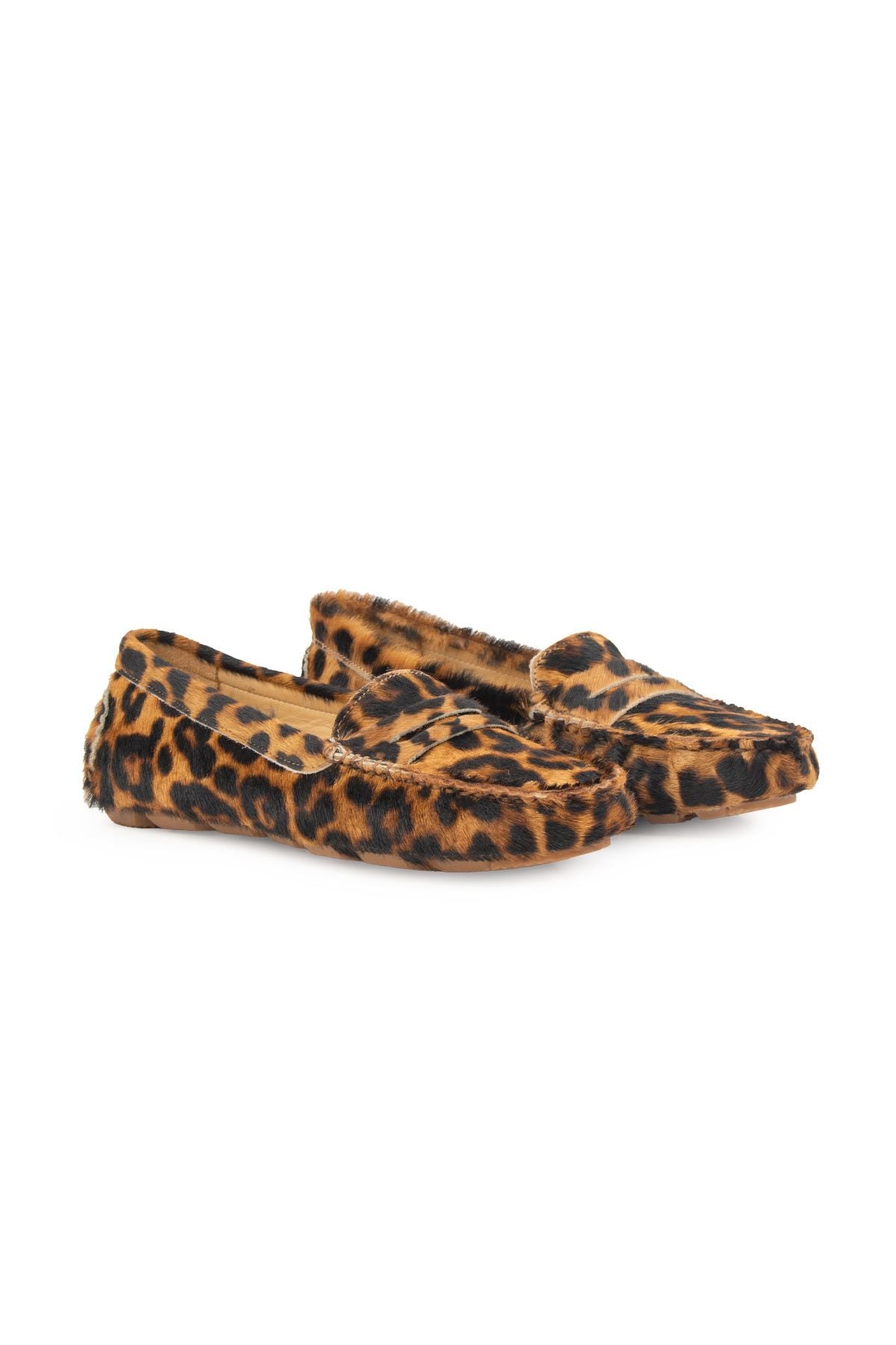 Hakiki Deri Loafer Ayakkabı 700917 Leopar