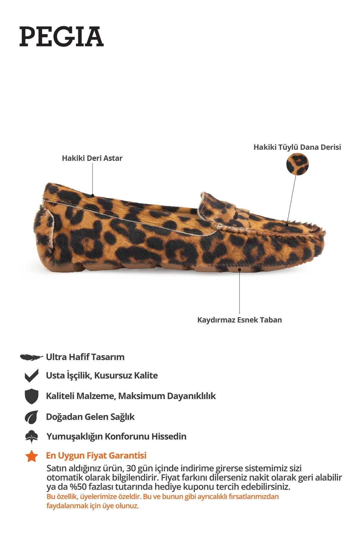 Hakiki Deri Loafer Ayakkabı 700917 Leopar