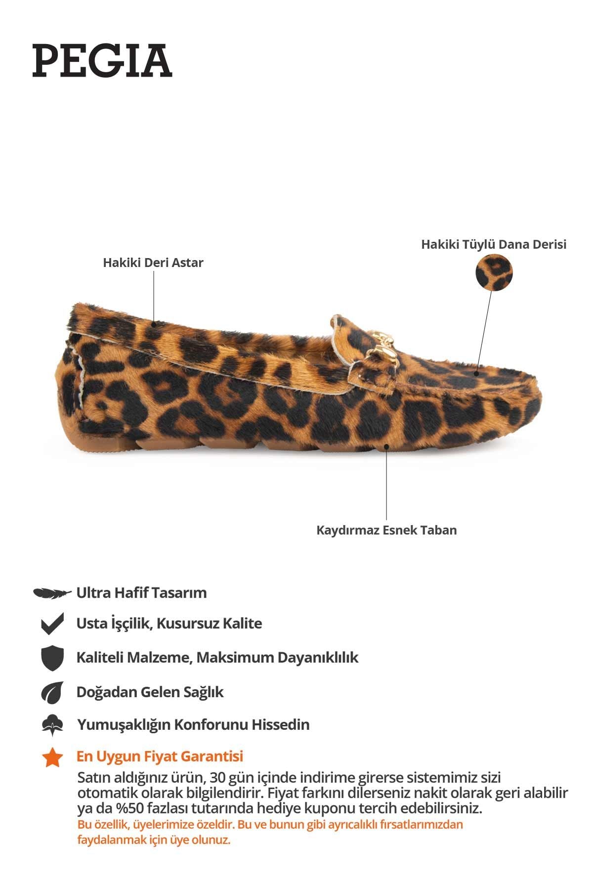 Hakiki Deri Loafer Ayakkabı 700918 Leopar