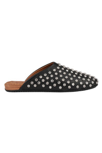 Genuine Leather Embellished Slipper 700956 Black