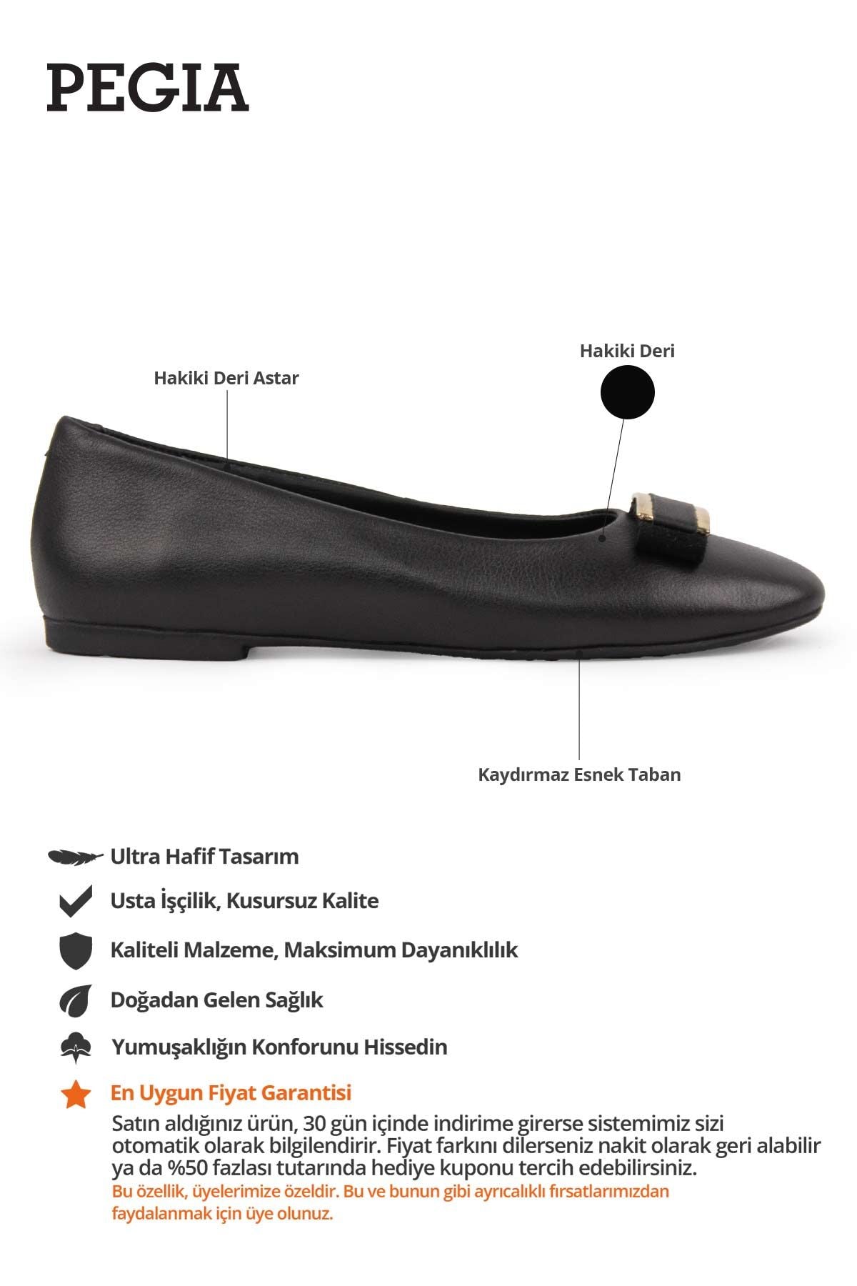 Hakiki Deri Tokalı Babet DG6048 Siyah