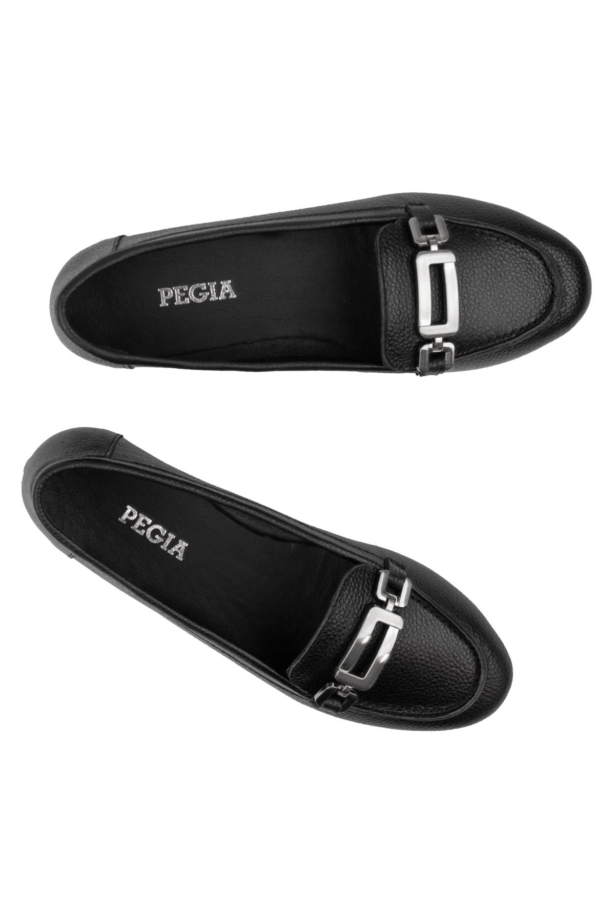 Hakiki Deri Tokalı Kadın Loafer DG6045 Siyah