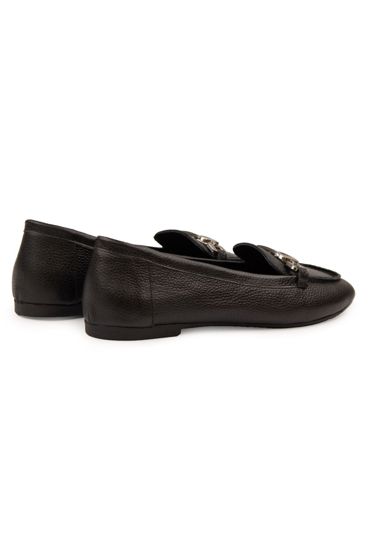 Hakiki Deri Tokalı Kadın Loafer DG6045 Siyah