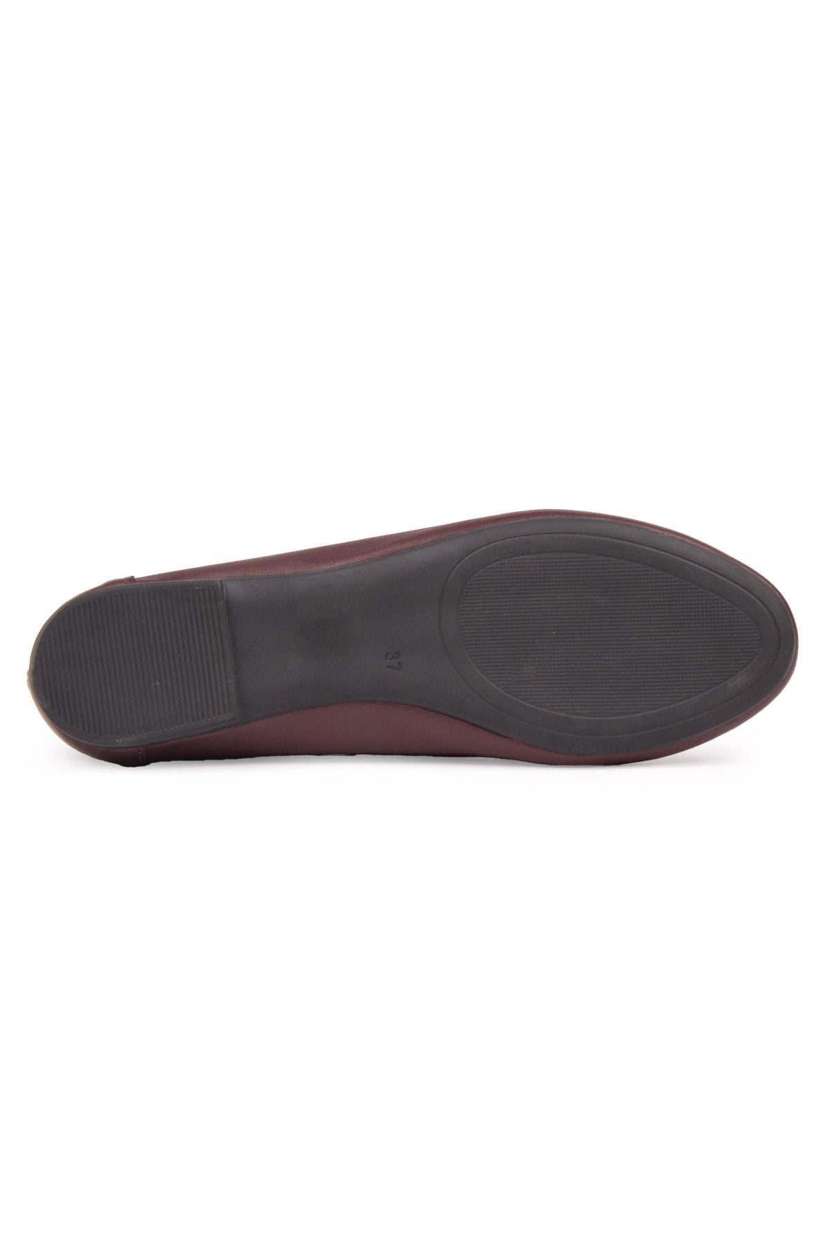 Hakiki Deri Tokalı Kadın Loafer DG6045 Bordo