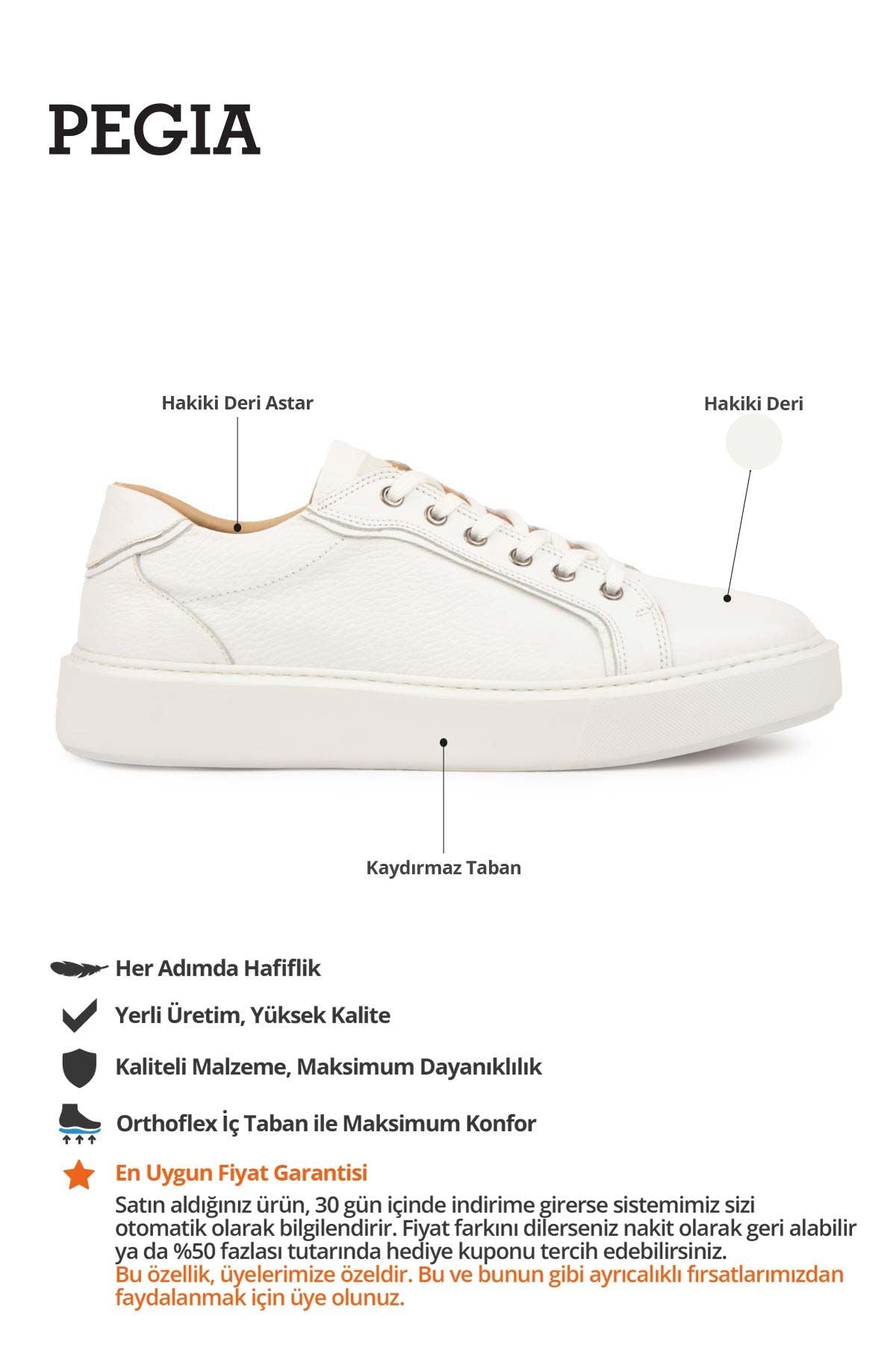 Hakiki Floater Deri Sneaker 500971 Beyaz