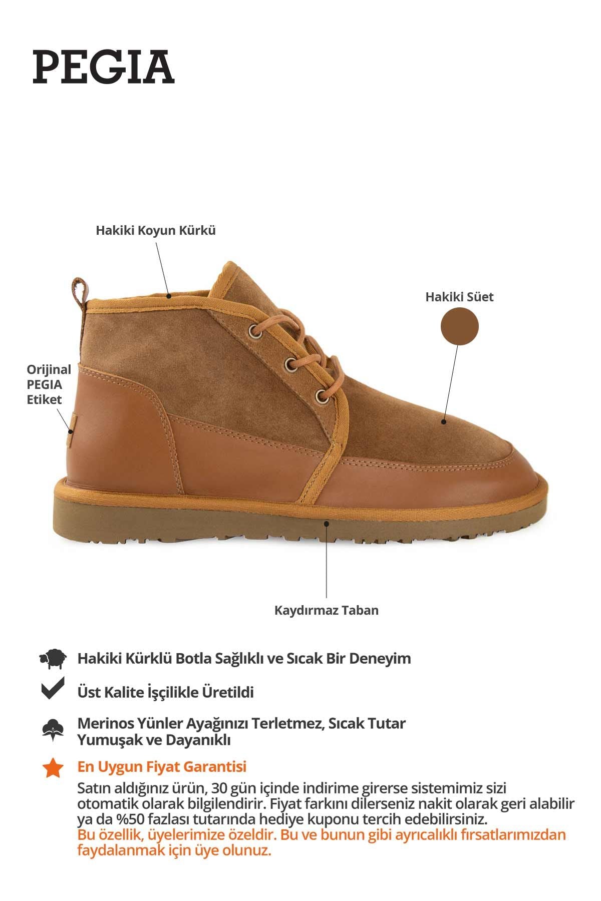 Hakiki Kürk Bağcıklı Erkek Bot 375060 Taba