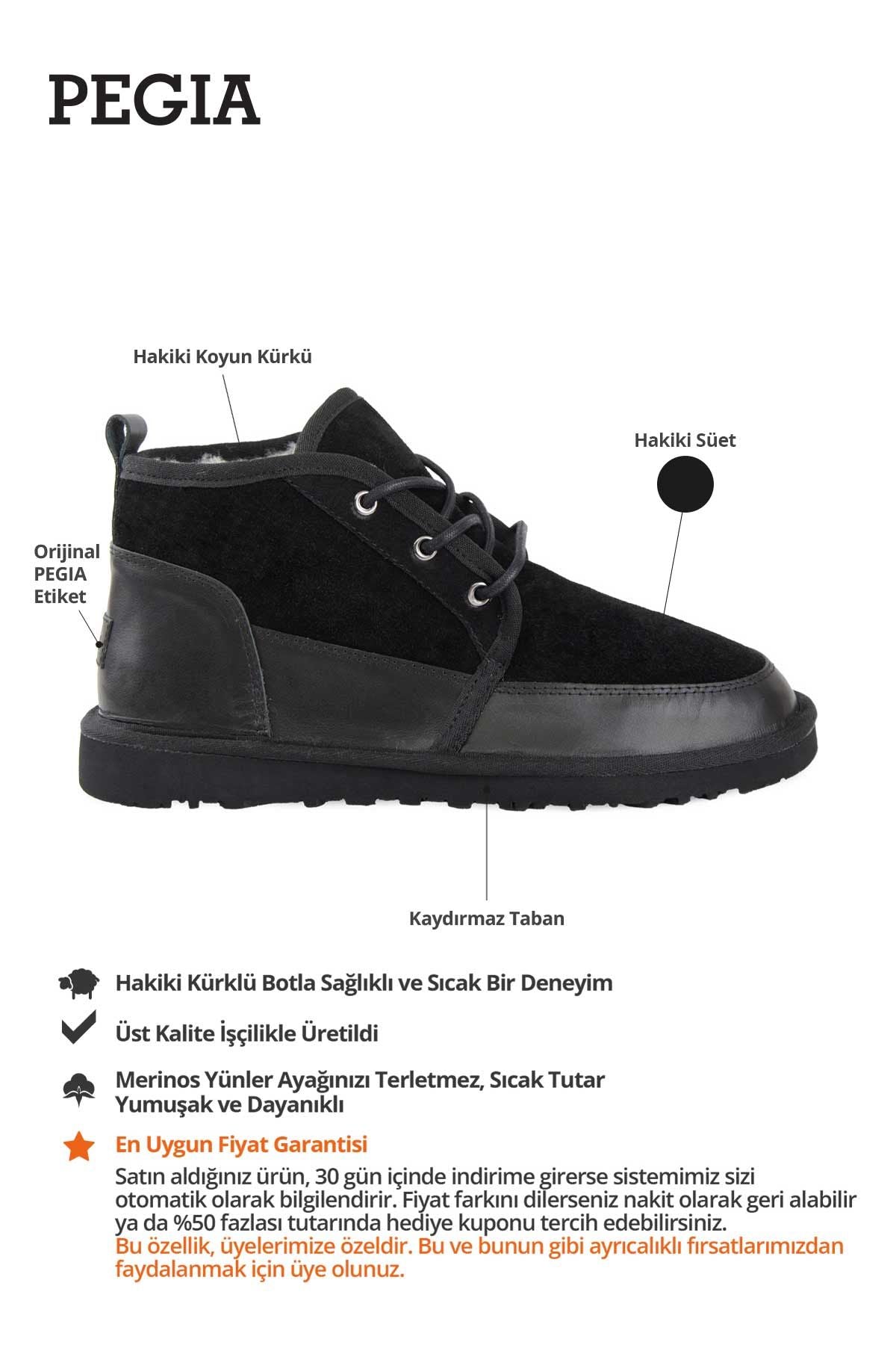 Hakiki Kürk Bağcıklı Erkek Bot 375060 Siyah