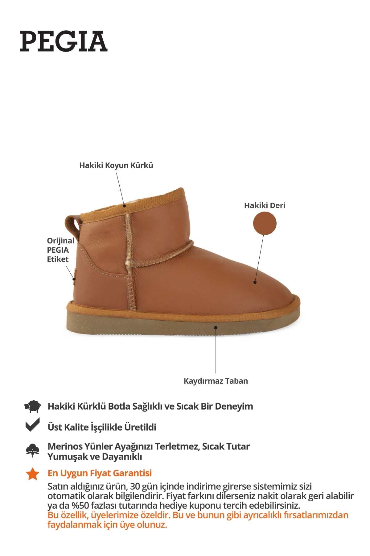 Hakiki Kürk Deri Çocuk Botu 186091 Taba