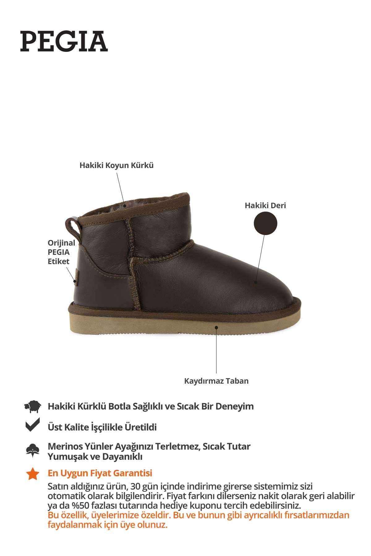 Hakiki Kürk Deri Çocuk Botu 186091 Kahve