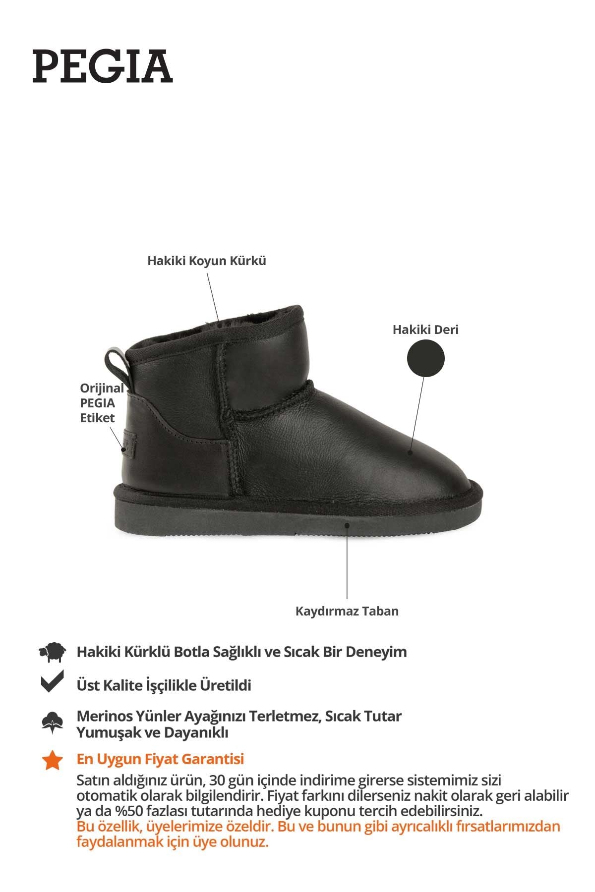 Hakiki Kürk Deri Çocuk Botu 186091 Siyah