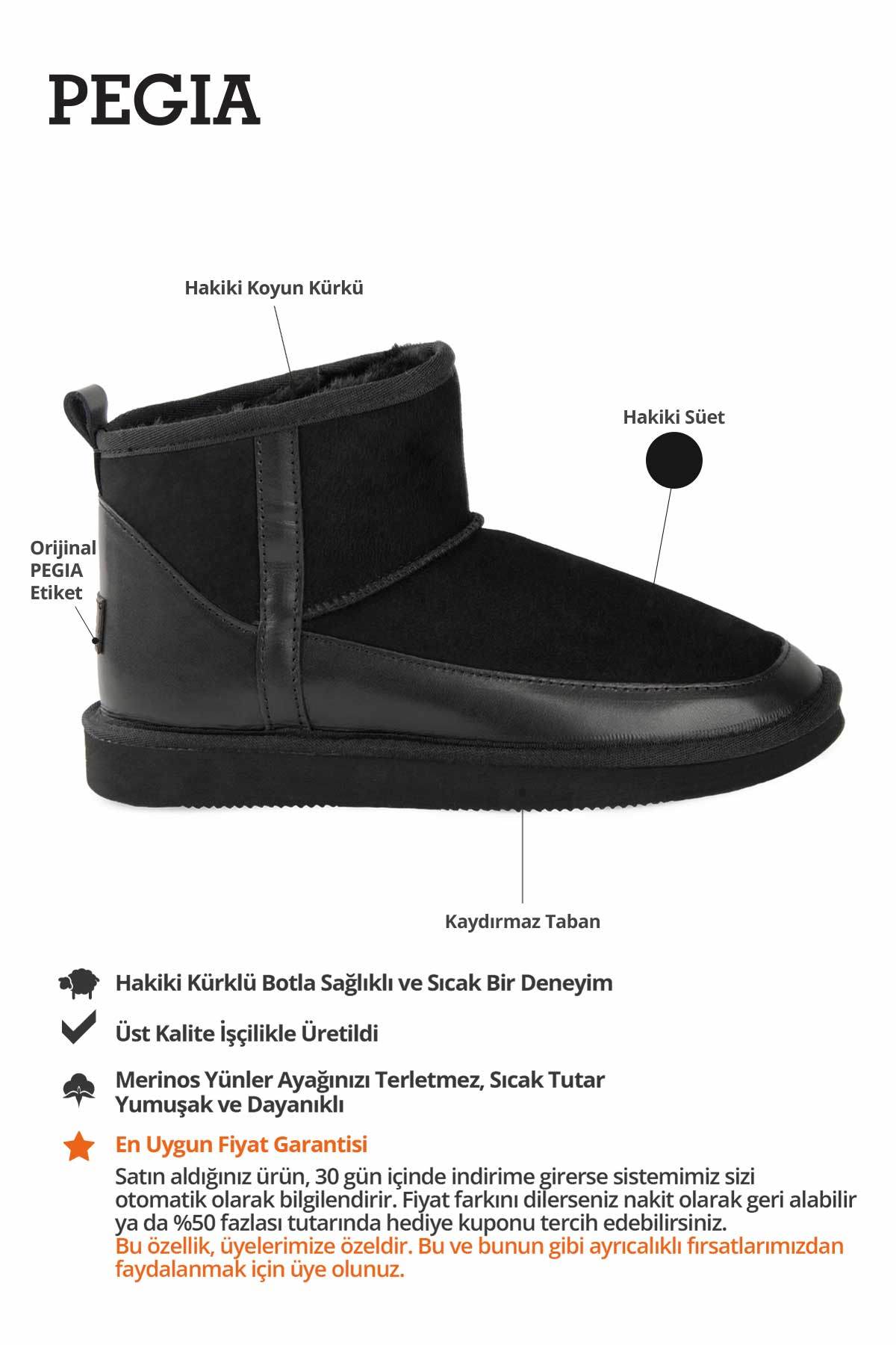 Hakiki Kürk Kadın Mini Bot 191166 Siyah