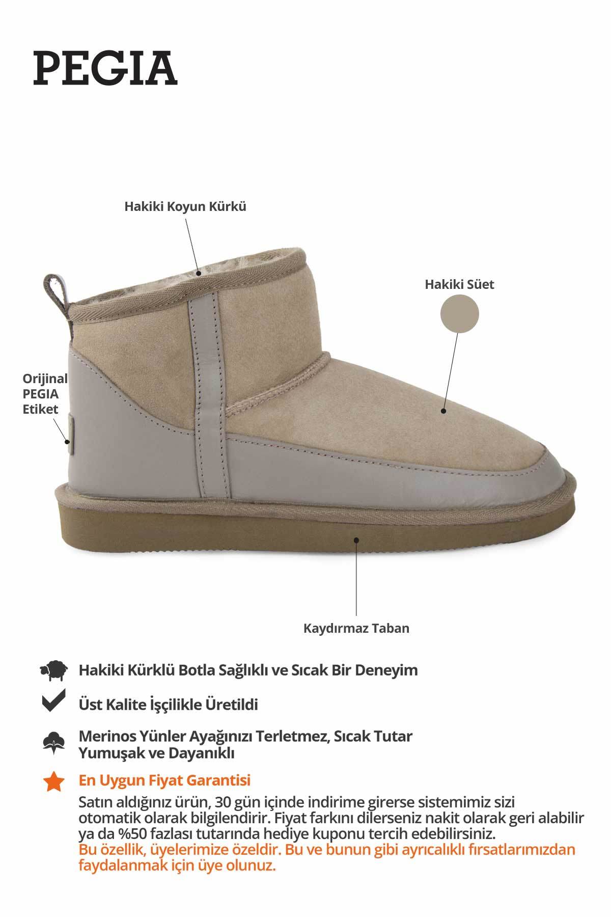 Hakiki Kürk Kadın Mini Bot 191166 Vizon
