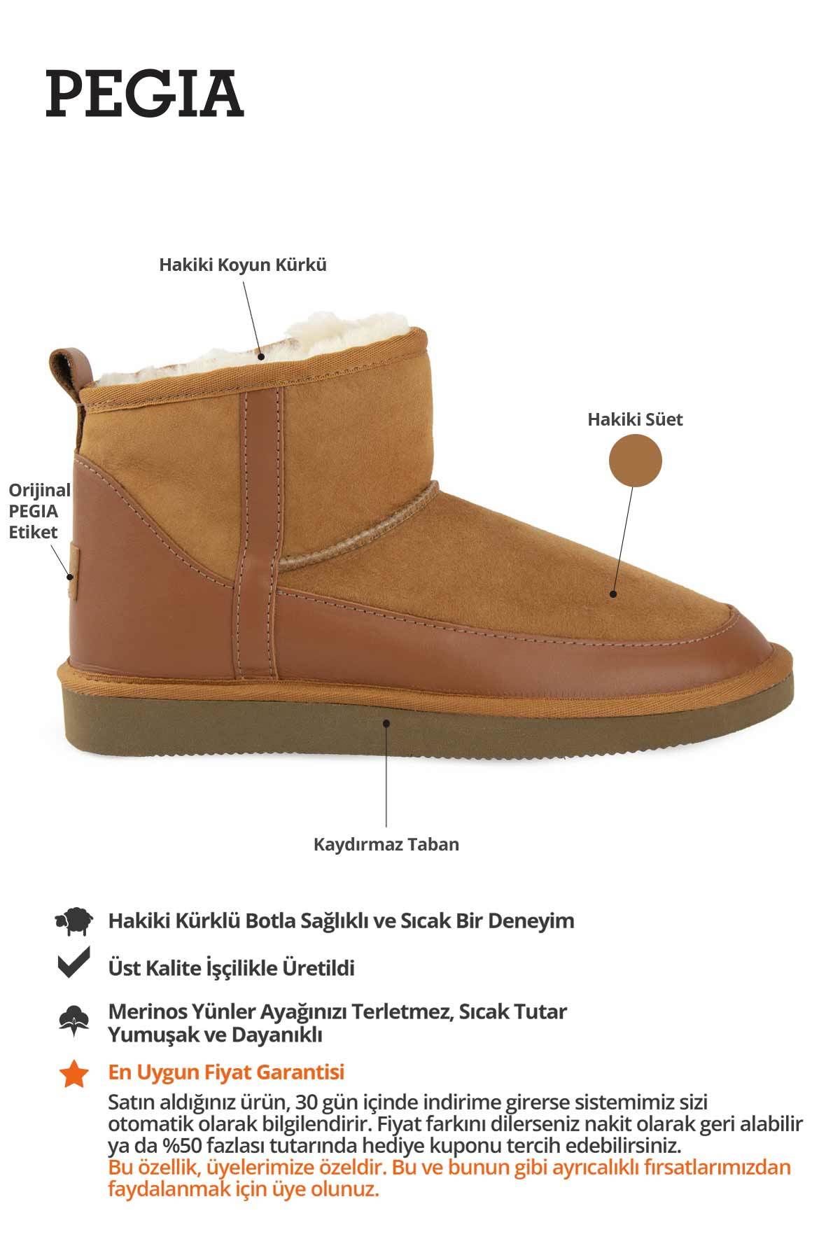 Hakiki Kürk Kadın Mini Bot 191166 Taba