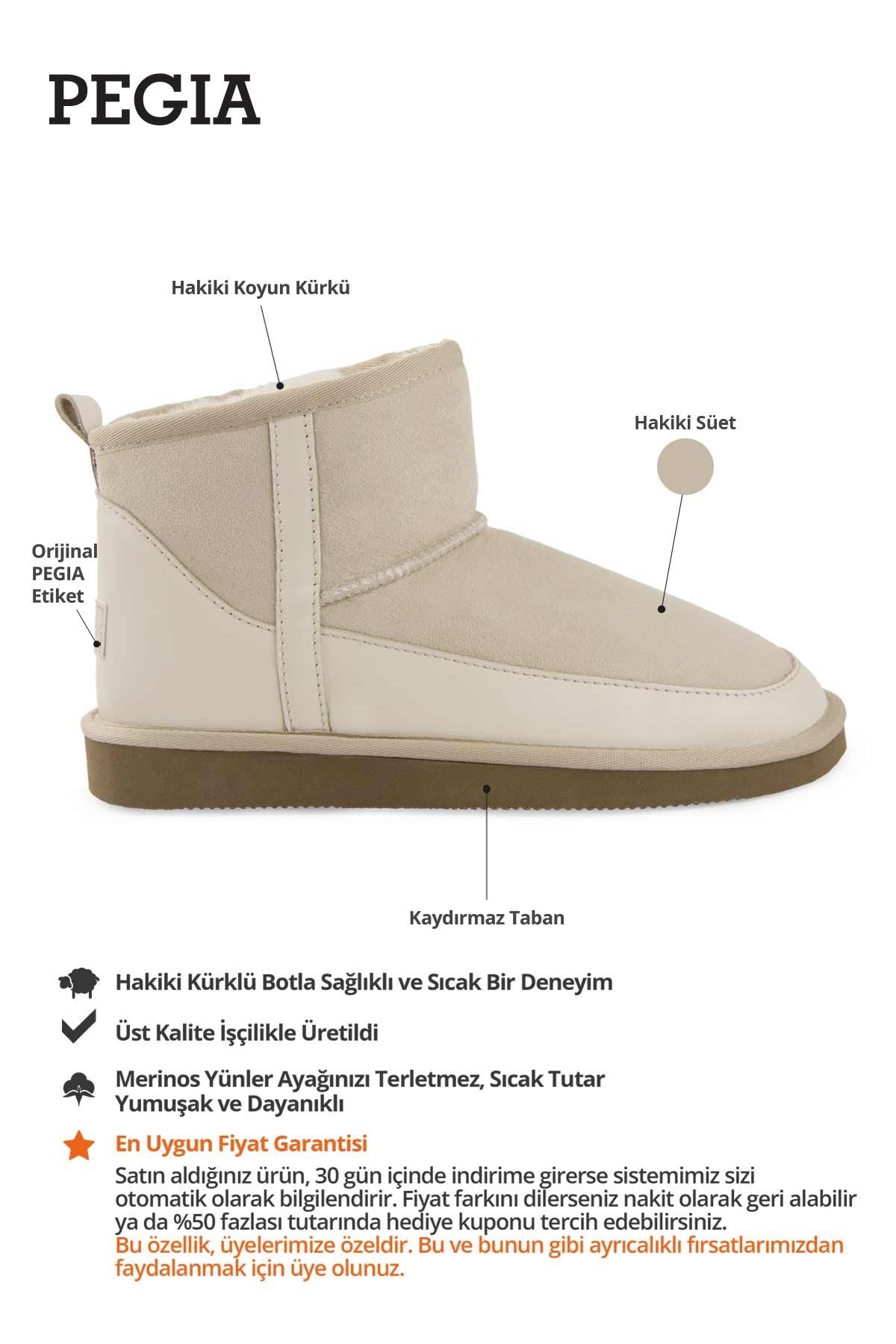 Hakiki Kürk Kadın Mini Bot 191166 Bej