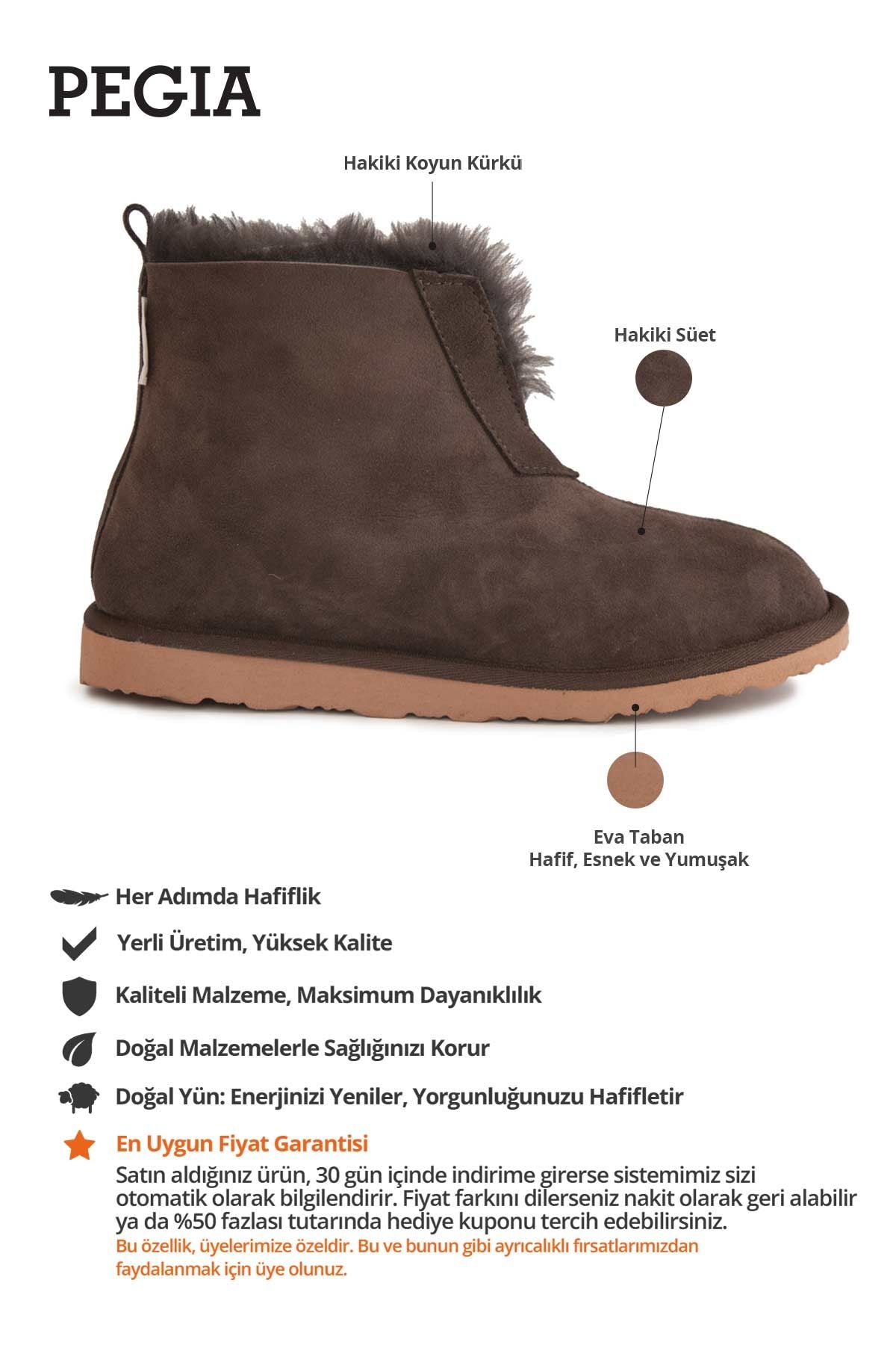 Hakiki Kürk Unisex Panduf 191222 Kahve