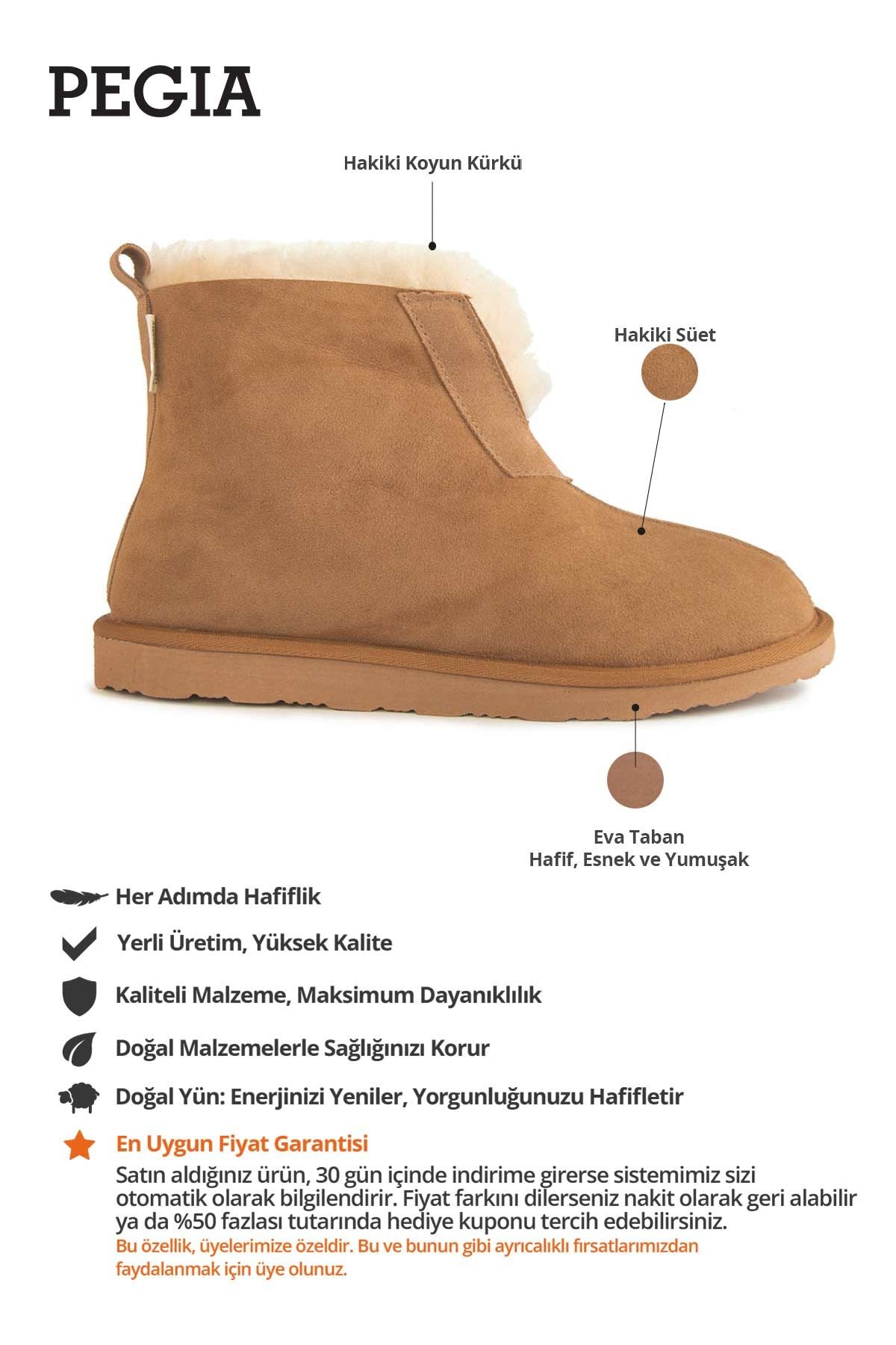 Hakiki Kürk Unisex Panduf 191222 Taba
