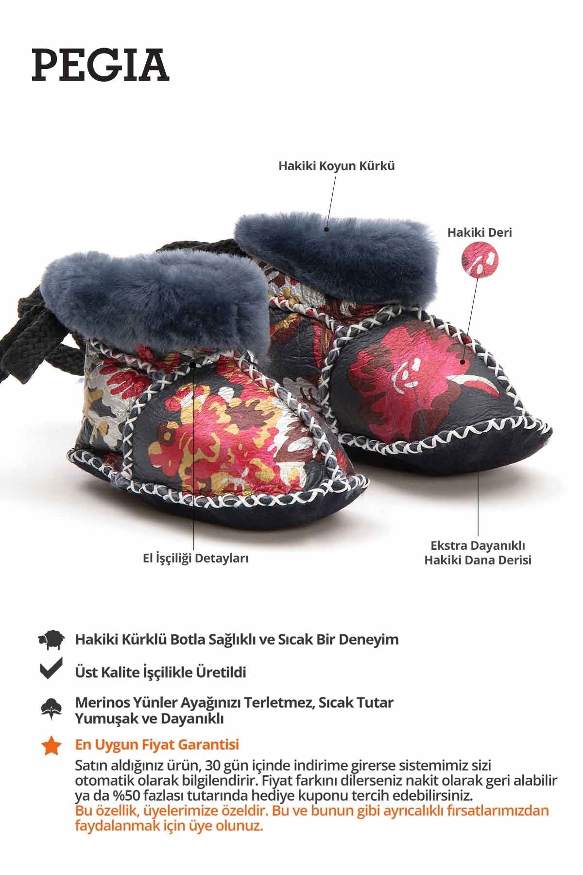Hakiki Kürklü Bebek Patiği 141200 Siyah