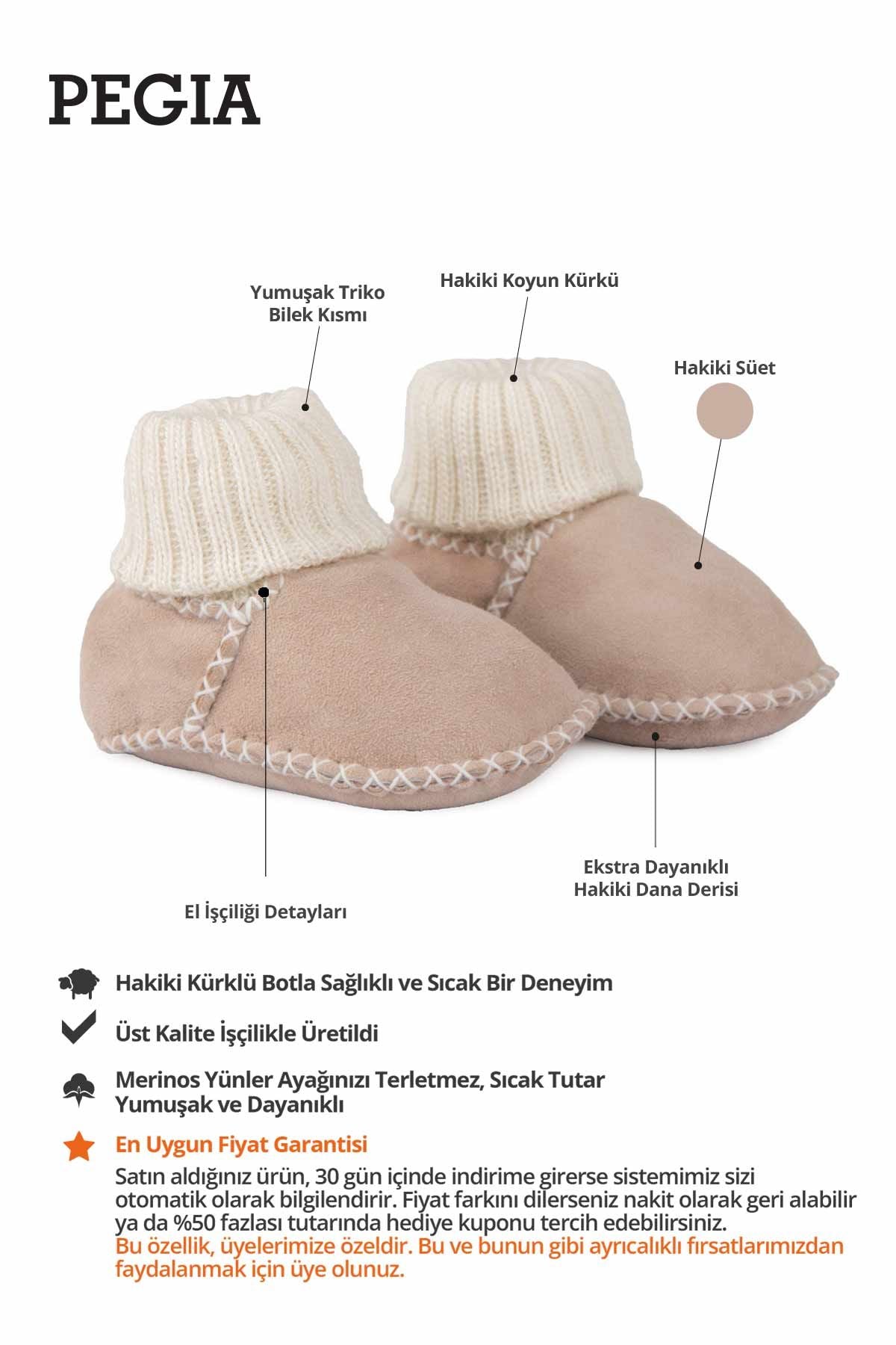 Hakiki Kürklü Bebek Patiği 141203 Pembe