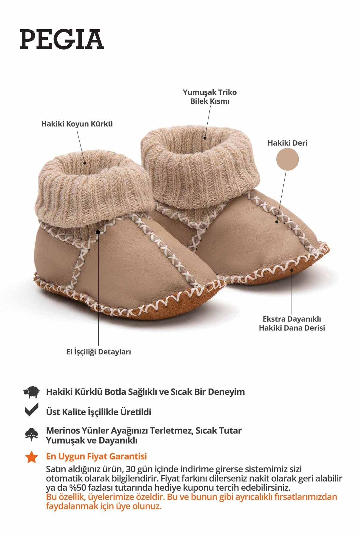 Hakiki Kürklü Bebek Patiği 141204 Vizon