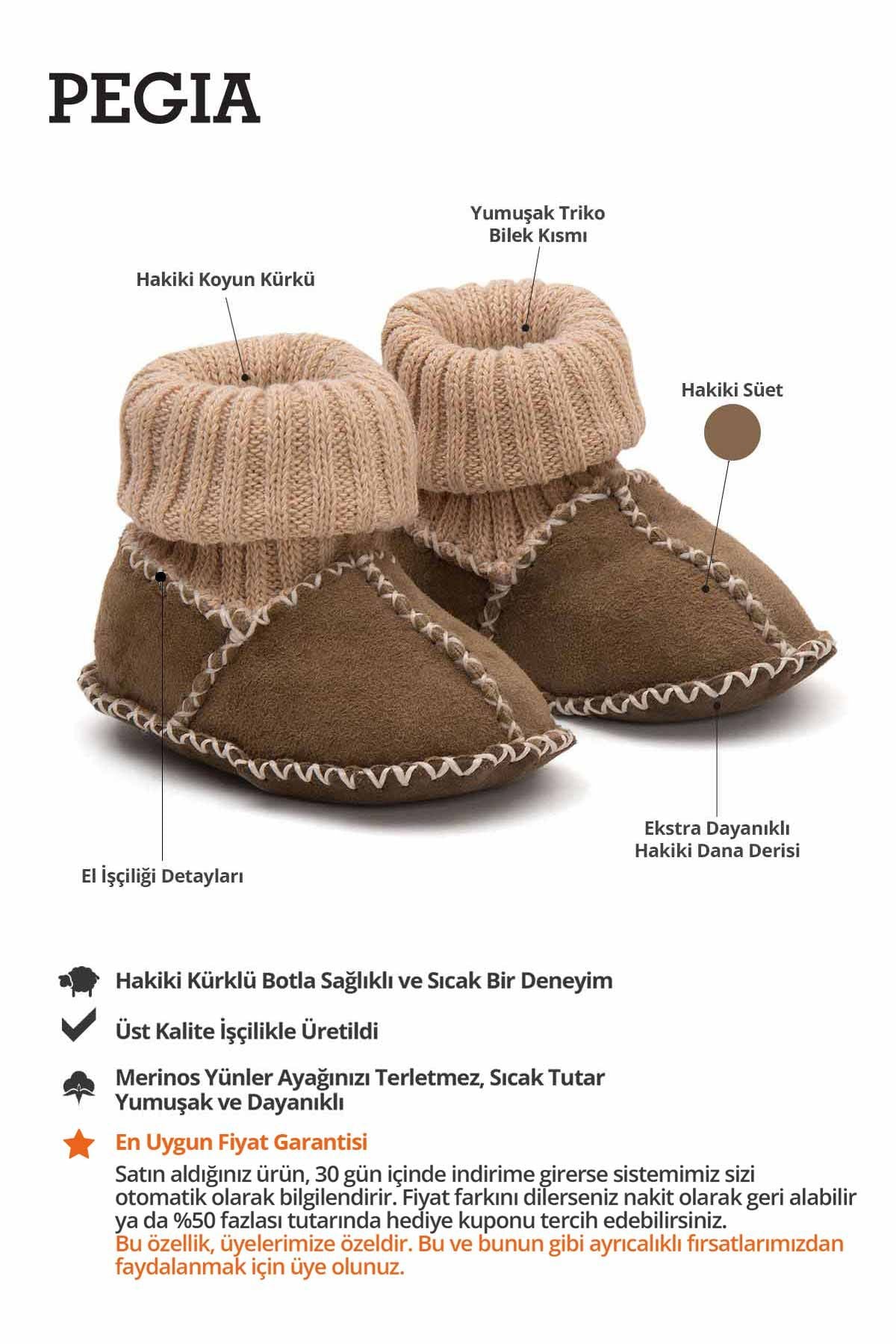 Hakiki Kürklü Bebek Patiği 141204 Yeşil