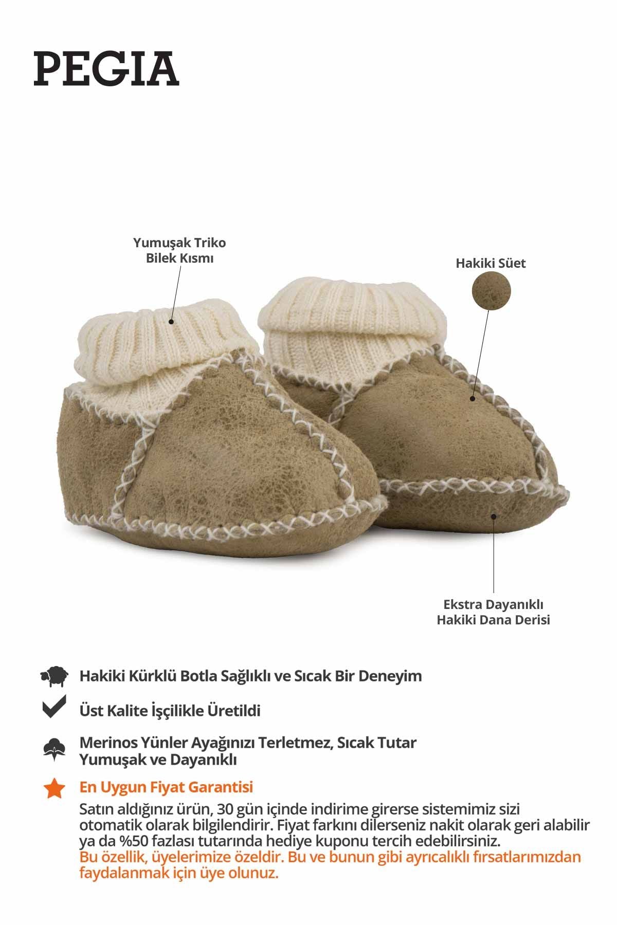 Hakiki Kürklü Bebek Patiği 141204 Sahra