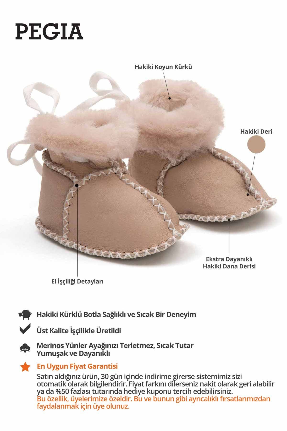 Hakiki Kürklü Bebek Patiği 141205 Vizon