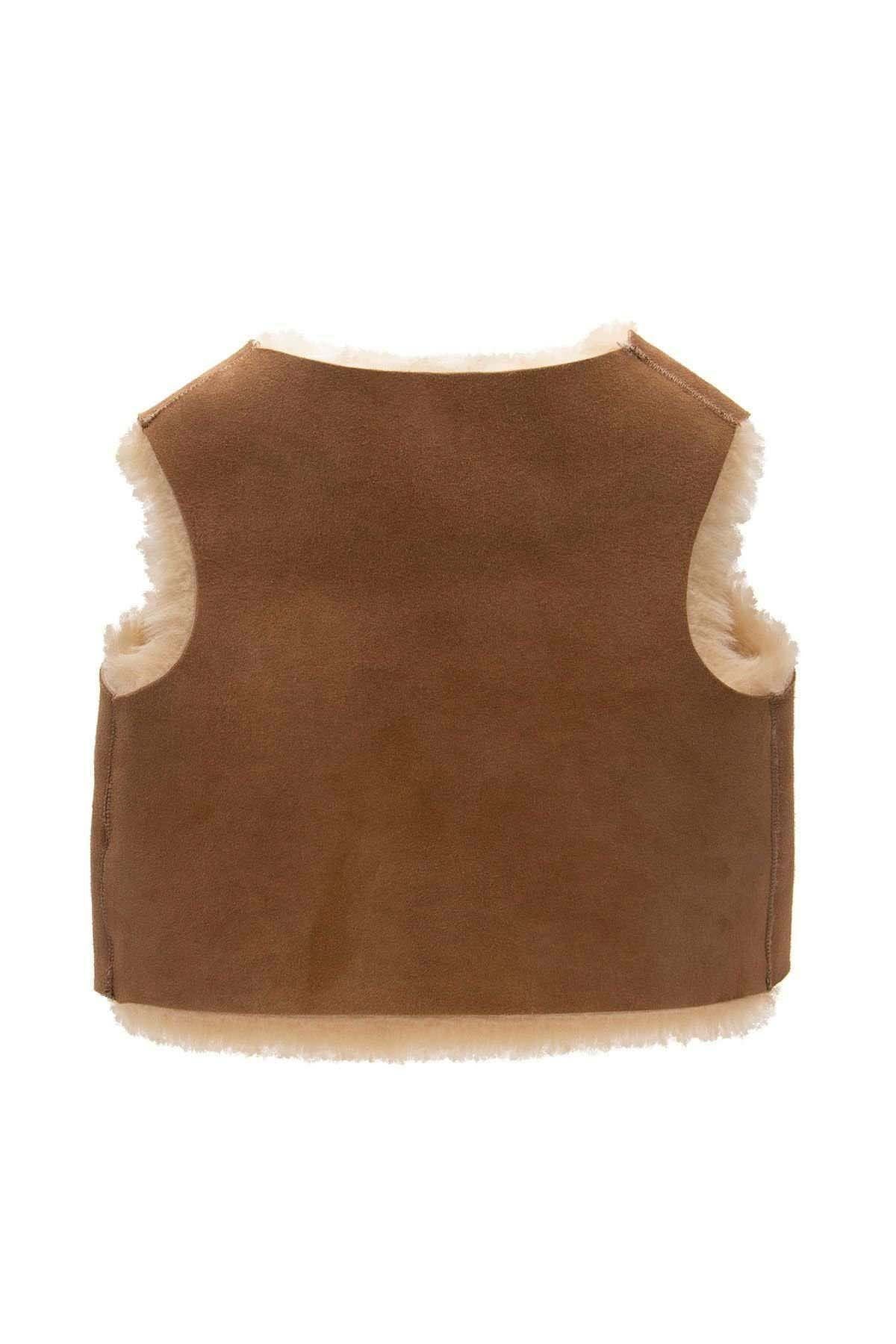 Hakiki Kürklü Bebek Yeleği BBY001 Taba