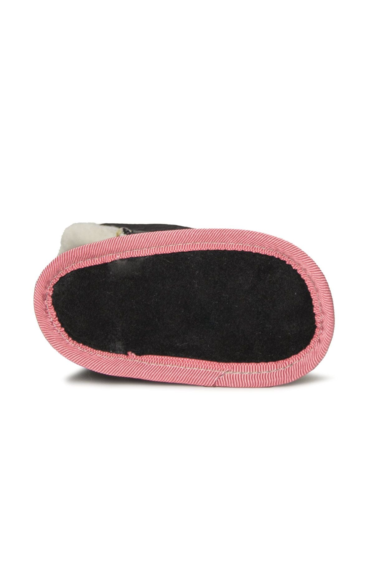 Genuine Fur Velcro Baby Booties 141221 Pink