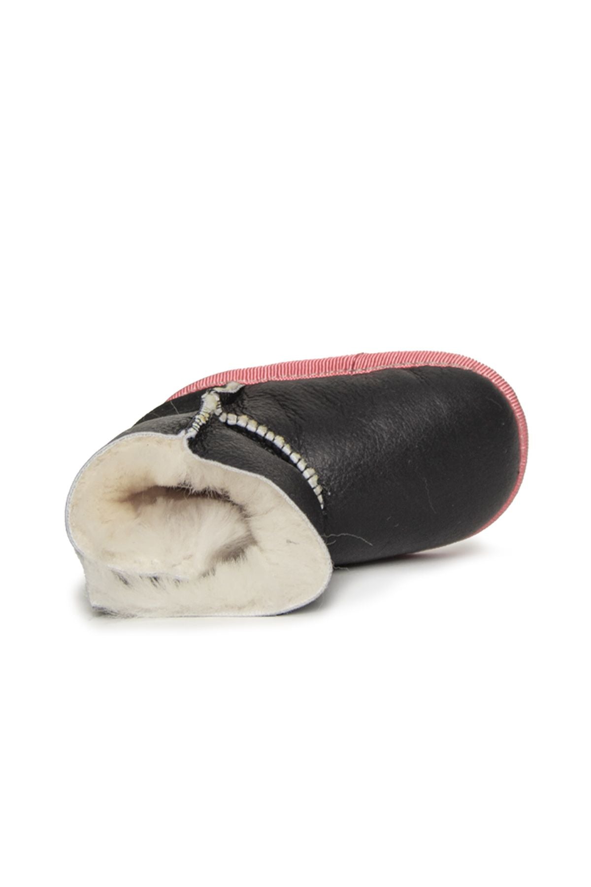 Genuine Fur Velcro Baby Booties 141221 Pink