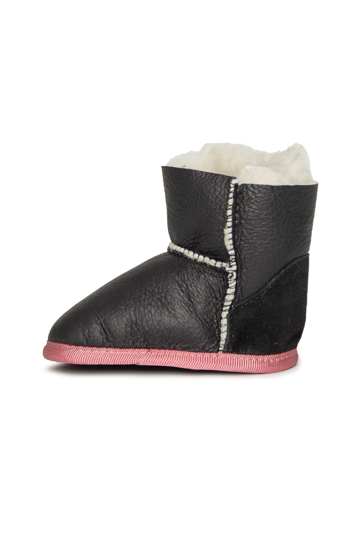 Genuine Fur Velcro Baby Booties 141221 Pink