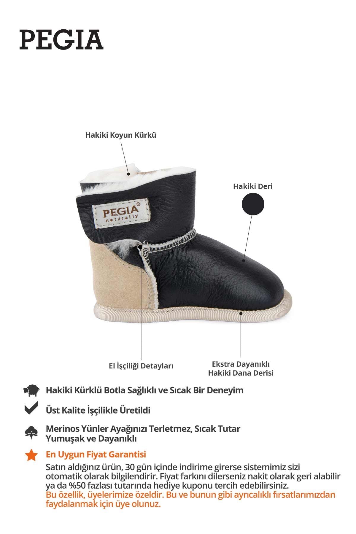 Hakiki Kürklü Cırtlı Bebek Patiği 141222 Bej