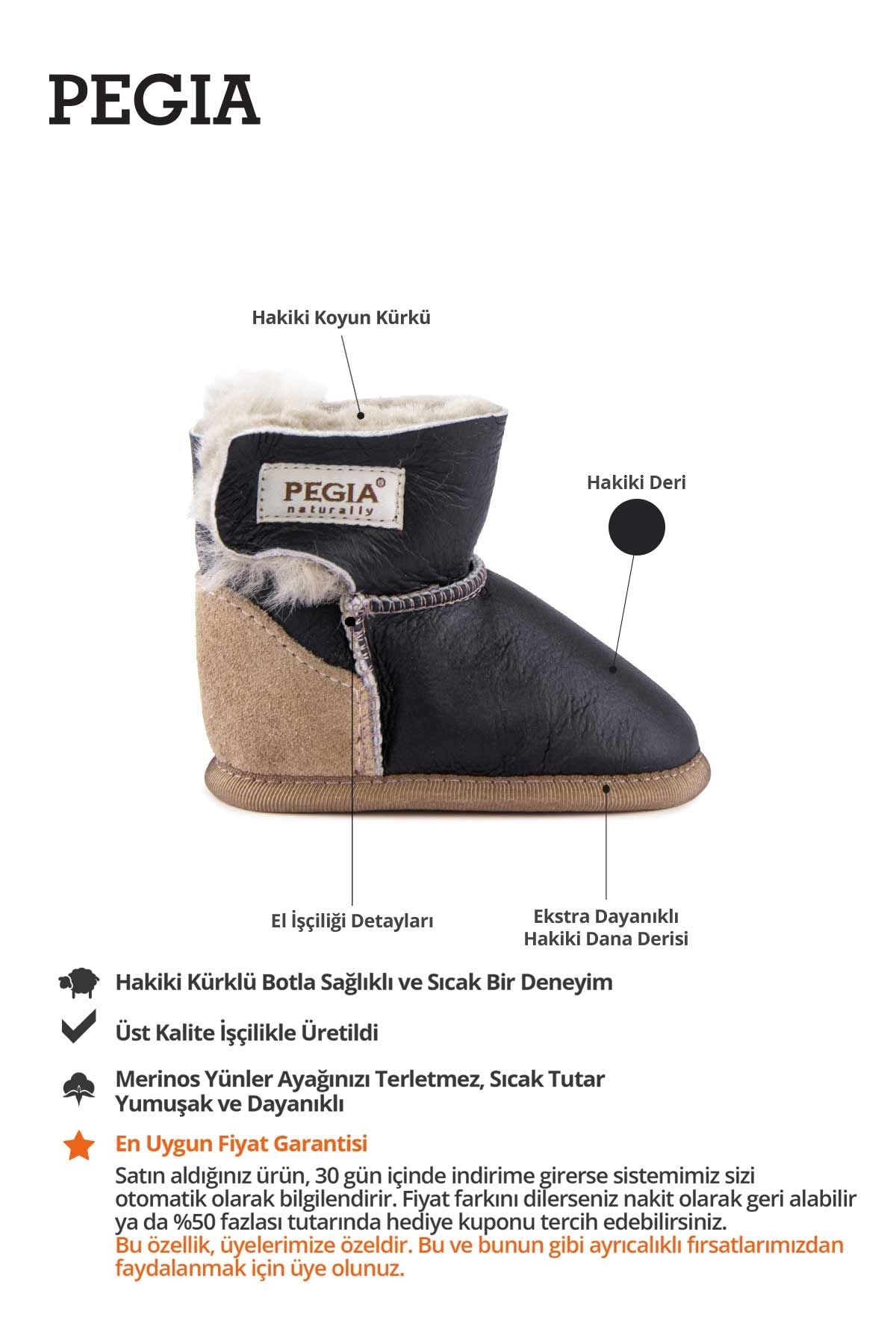 Hakiki Kürklü Cırtlı Bebek Patiği 141222 Karamel