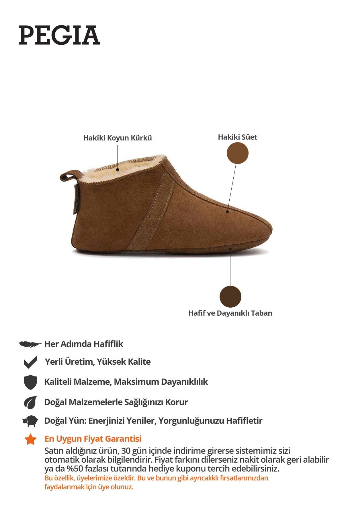 Hakiki Kürklü Çocuk Patiği 186100 Taba