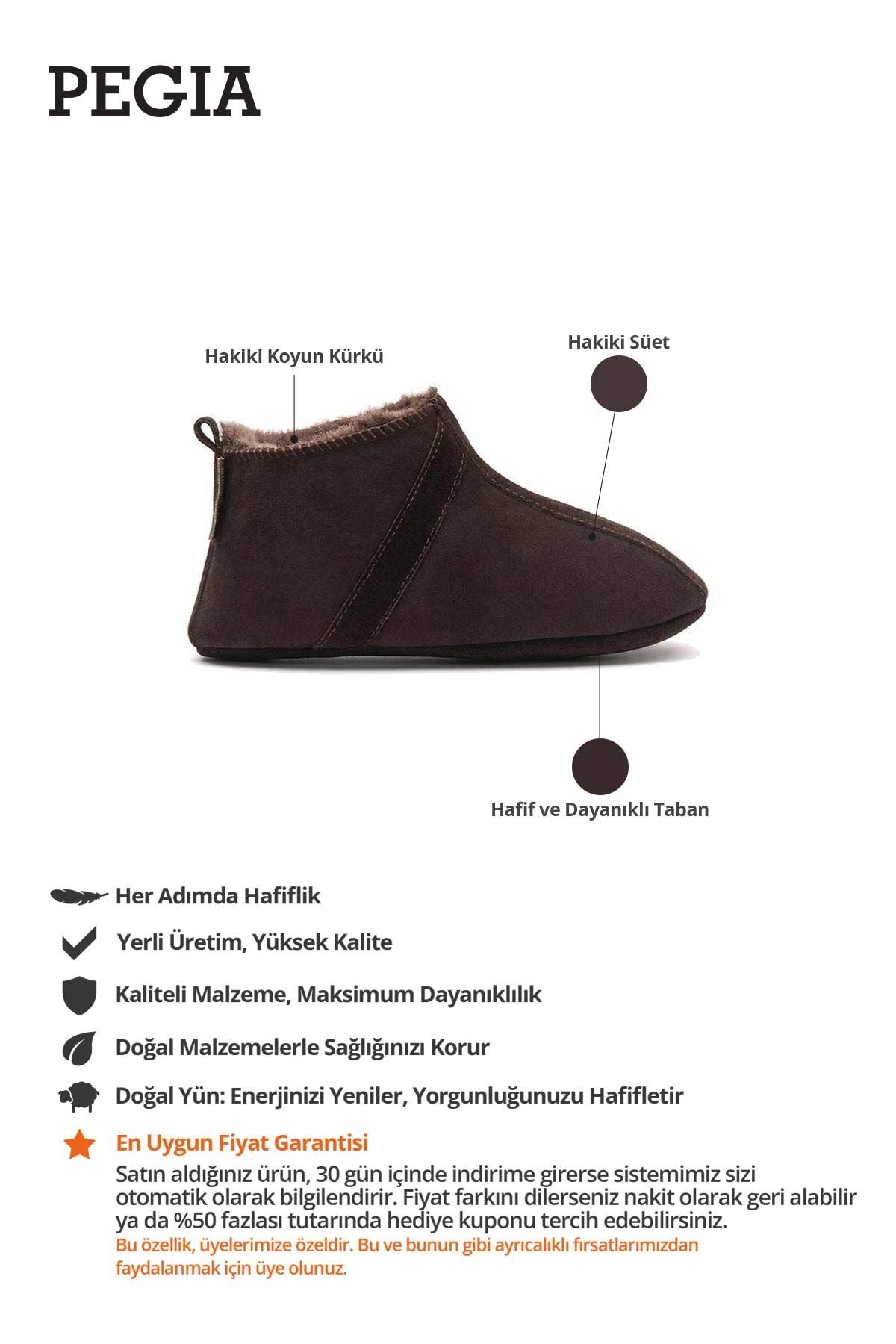 Hakiki Kürklü Çocuk Patiği 186100 Kahve