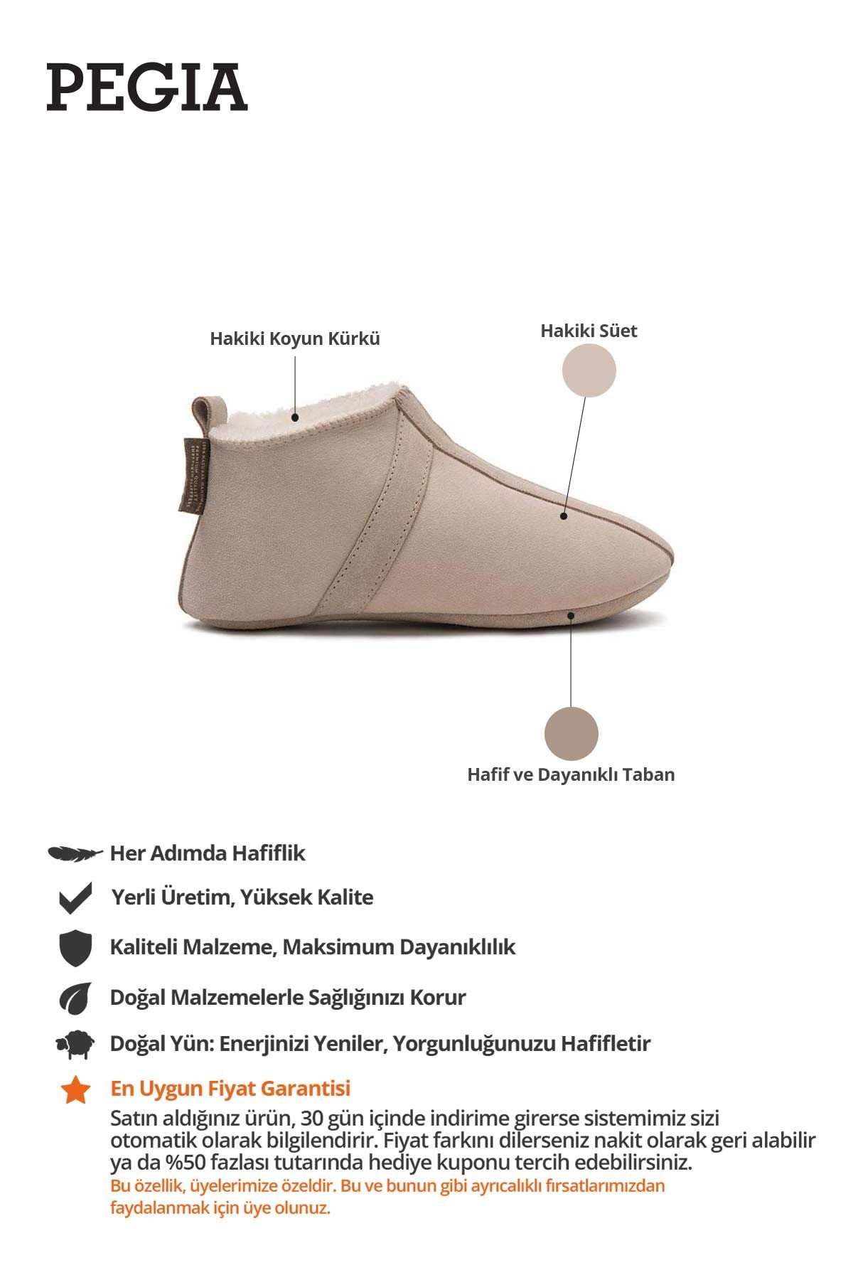 Hakiki Kürklü Çocuk Patiği 186100 Bej